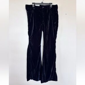 Wrangler Retro Velvet Pants Women’s 34x36 Black Flare Bottoms High Rise Stretch
